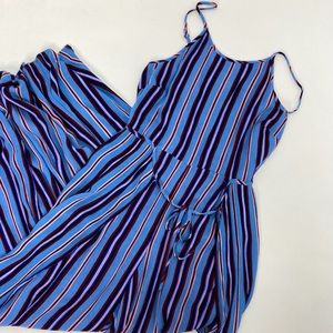 Band Of Gypsies Blue Striped Wide Leg Jumpsuit Womens Size S